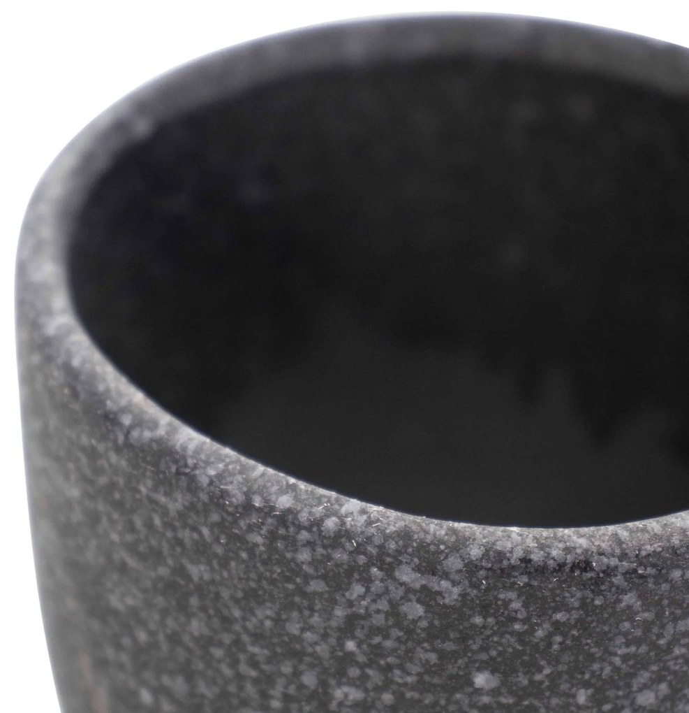 Cachepot Decorativo em Cerâmica Flocos Preto 14x11 cm - D'Rossi