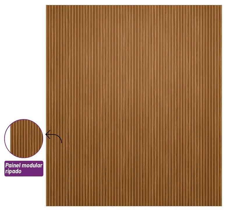 Painel TV 75 Pol 219cm Modular Ripado para Sala Marisa Nature Fosco L04 - D'Rossi