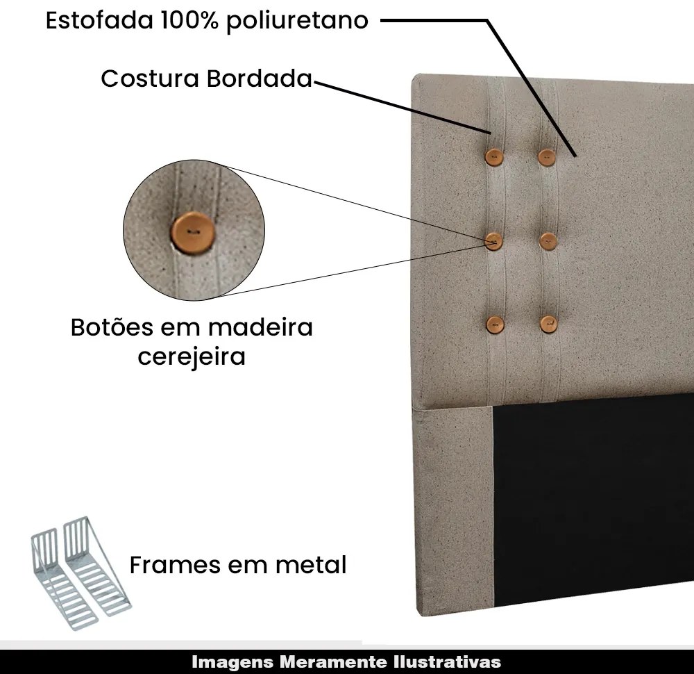 Cabeceira Decorativa 1,40M Kors Linho Areia G63 - Gran Belo