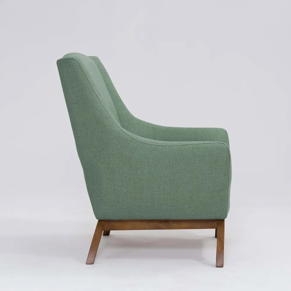 Poltrona Decorativa Mildred D07 Pés Madeira Linho Mescla Verde - D'Rossi