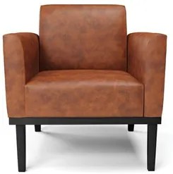 Poltrona Decorativa Base Madeira Preto Maressa Sintético PU Nozes - Ib
