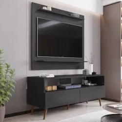 Painel para TV 50 Pol Senna e Rack Bancada 136cm Versa Z34 Preto - Mpo