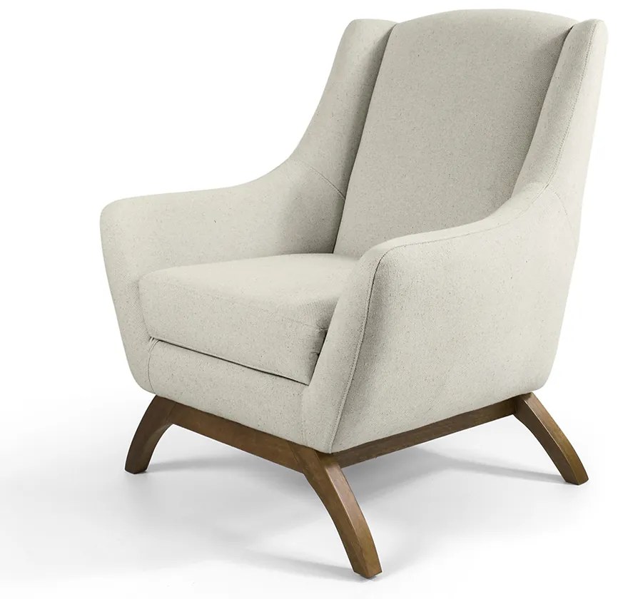 Poltrona Juliet Linho Cru C-316 Base de Madeira D07 - D'Rossi