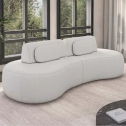 Sofá 4 Lugares 240cm Orgânico Mellanie Boucle Cru Z32 - Mpozenato