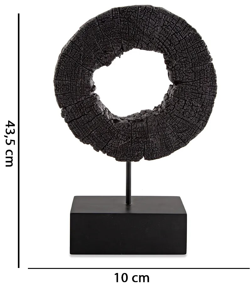 Escultura Decorativa "Circulo" Em Poliresina Preto 43,5x10 Cm - D'Rossi