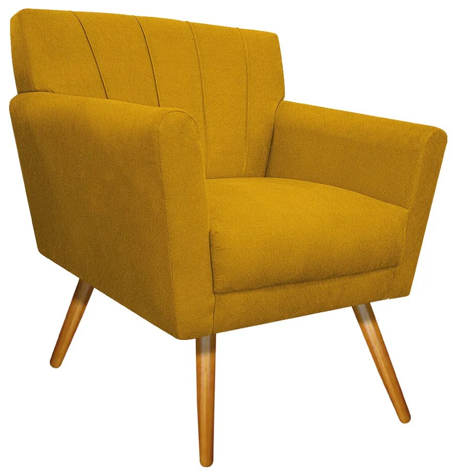 kit 02 Poltronas Laura Palito Mel Suede Amarelo - ADJ Decor