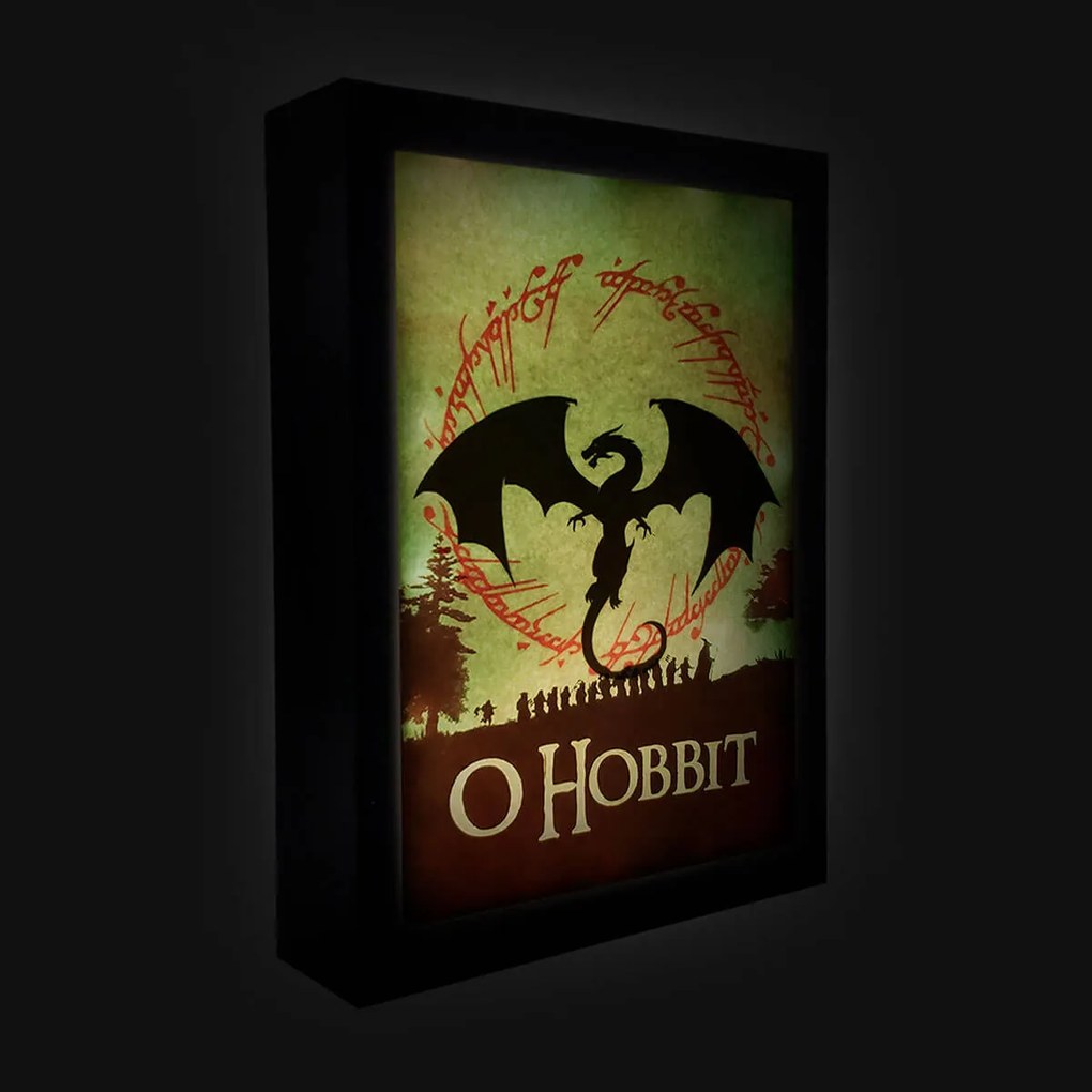 Quadro Luminária Box A4 32x22cm O Hobbit O Senhor dos Anéis - Branco