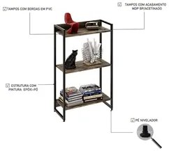 Estante Livreiro Dynamica Industrial 60cm 3 Prateleiras C08 Carvalho D