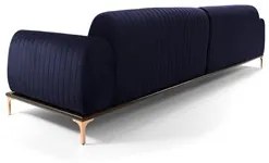 Sofá 350cm 6 Lugares com Chaise Esquerdo Pés Gold Molino C-287 Veludo