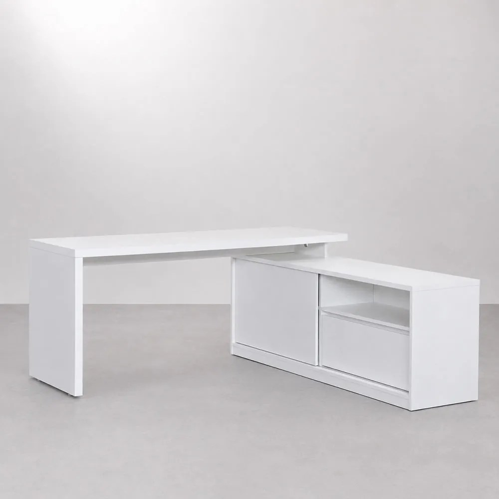 Conjunto Office - Bancada Contemporânea com Armário Branco 1,80m