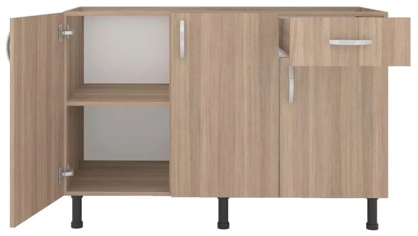 Balcão Viena Cozinha 120cm 3 Portas 1 Gaveta Marrom Montana