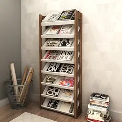Armário Multiuso Sapateira AZ1006 Branco/Nogal - Tecno Mobili