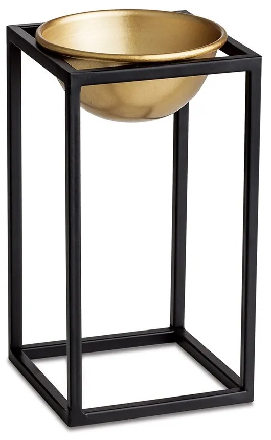 Kit 03 Cachepot Dourado com Suporte Metálico Preto - D'Rossi