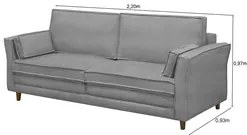 Sofá Living 3 Lugares 220cm Pés Madeira Efraim F05 Veludo Prata - Mpoz