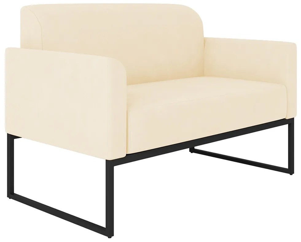 Poltrona Namoradeira Decorativa Isabella Base Industrial Suede Bege/Preto G19 - Gran Belo