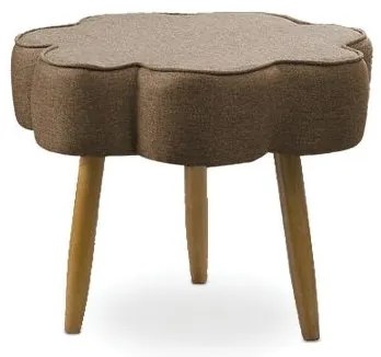 Puff Decorativo Pé Palito de Madeira Sala Flower Linho E03 - D'Rossi - Marrom Cacau