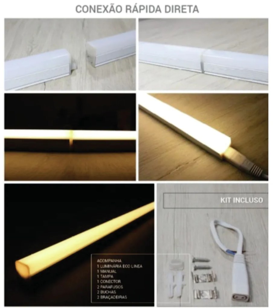 Luminária Linea Slim T5 16W Led 6000K Bivolt 117,3X3,5X2,2Cm | Opus Ec...