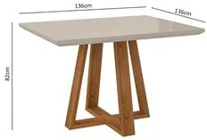 Mesa de Jantar Quadrada 136cm Gran Noa N04 Off White/Ipê - Mpozenato