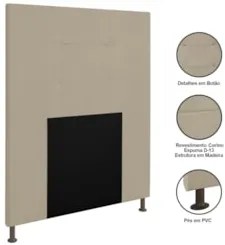 Cabeceira Cama Box Solteiro 90cm Safira Sintético Bege Z51 - Mpozenato