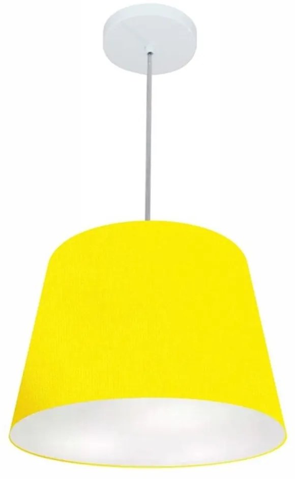 Lustre Pendente Cone Md-4155 Cúpula em Tecido 30/40x30cm Amarelo - Bivolt