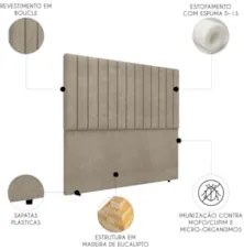 Cabeceira Cama Box Queen 160cm Estofada Plutus Boucle Capuccino Z04 -