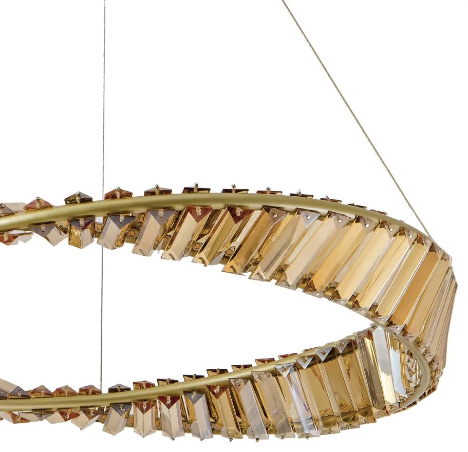 Pendente Mandala Ø60X8Cm Led 60W 3000K Bivolt Alumínio Dourado Cristai...