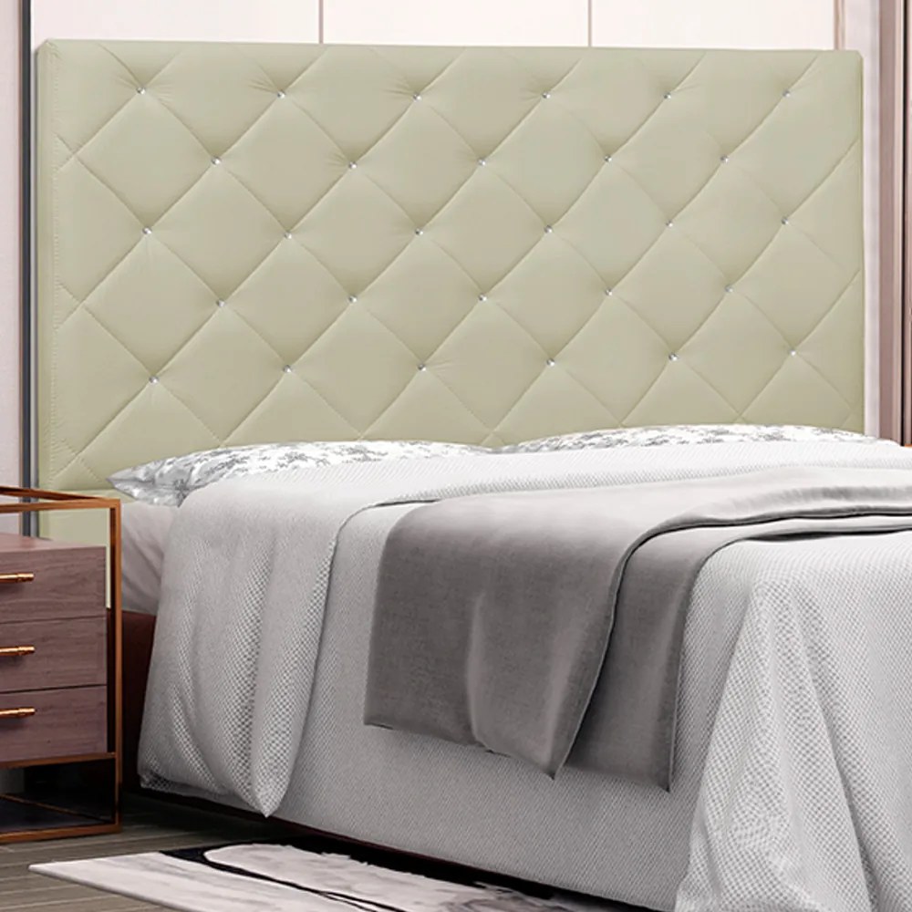 Cabeceira Decorativa Casal 1,40M Tàzio PU Marfim G63 - Gran Belo