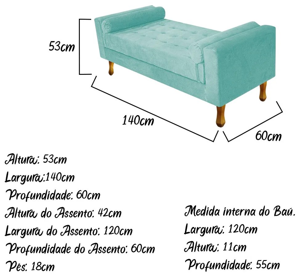 Recamier Félix Casal 140cm Suede Azul Tiffany - ADJ Decor