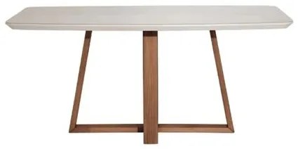 Mesa Bennett Tampo Vidro Cor Off White Gloss Base Natural 180cm - 70475 Sun house