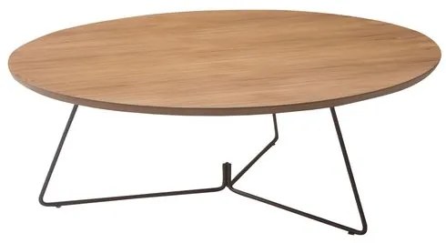 Mesa Centro Ovale Tampo Teka com Base Grafite 90 cm (LARG) - 49435 Sun House