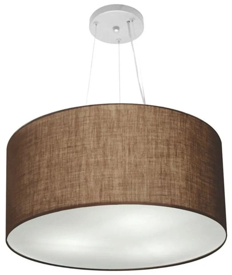 Lustre Pendente Cilíndrico Md-4191 Cúpula em Tecido 55x25cm Café - Bivolt