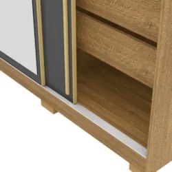 Guarda Roupa Casal 200cm Com Espelho Porto Flex Nature/Alasca - Vila R