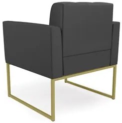 Sofá Namoradeira e 1 Poltrona Base Industrial Dourado Ana Sintético Pr