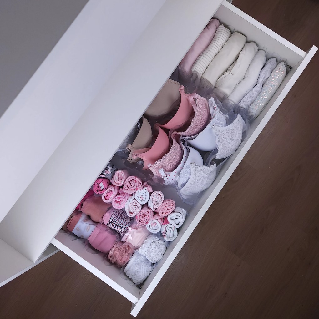 Kit Com 3 Organizadores de Gaveta Invisíveis Para Sutiãs - 8 nichos