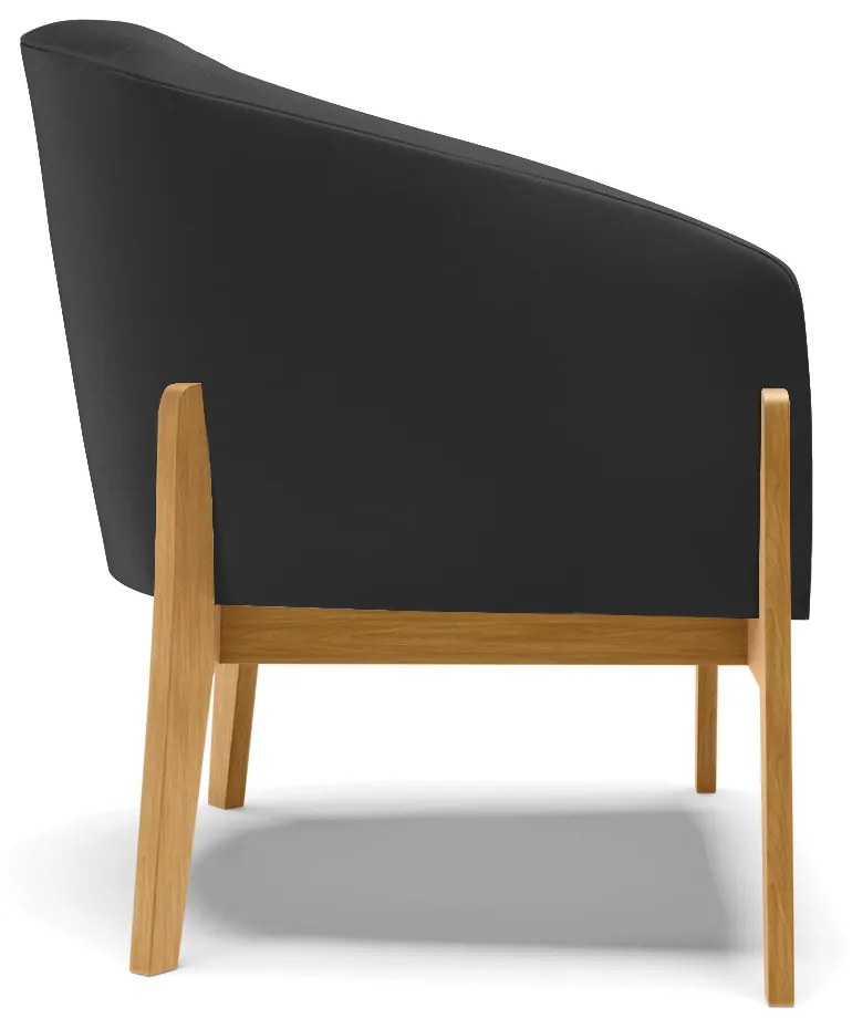 Poltrona Decorativa Base de Madeira kit 2 Stella Sintético D03 - D'Rossi - Preto