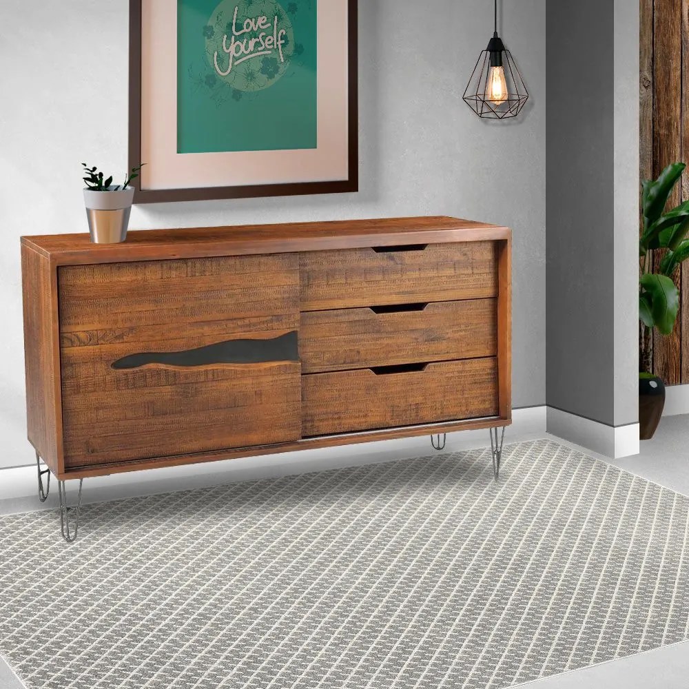 Buffet Sala de Jantar Guidelli Grafite Madeira Maciça Rustic Brown G54 - Gran Belo