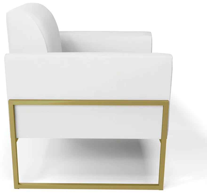 Kit 2 Poltronas Base Industrial Alta Dourado Marisa Corino D03 - D'Rossi - Branco