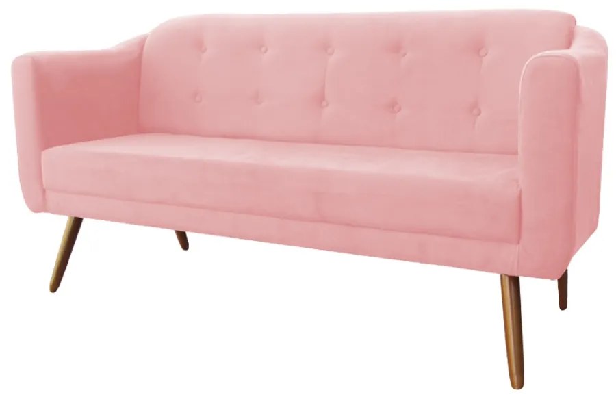 Namoradeira Bruna 1,60 m 3 Lugares Pés Palito Suede Rosê