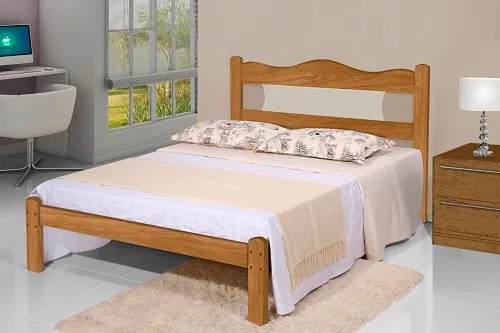 Cama De Casal Munique Nature/Off White - Gabrielli Móveis