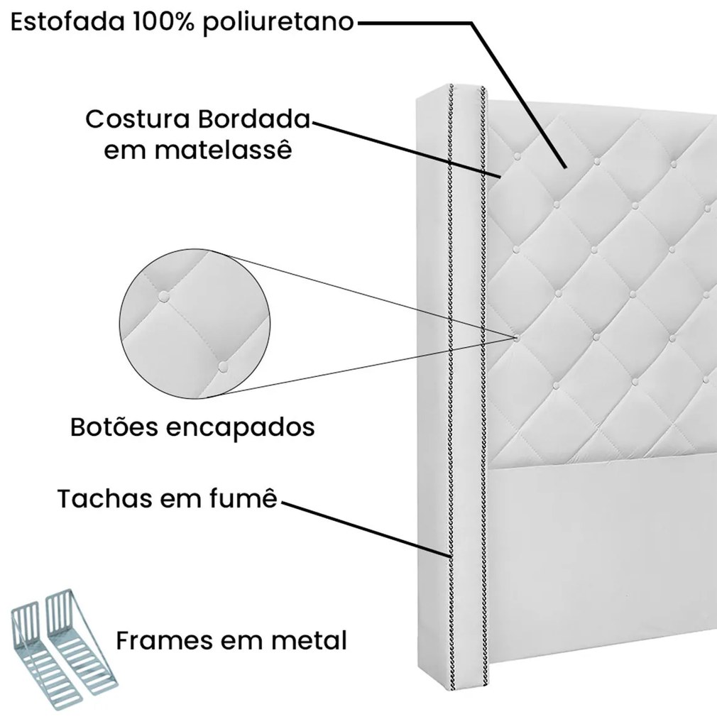 Cabeceira Estofada Egito SPZ 219cm Casal Suede - ADJ Decor