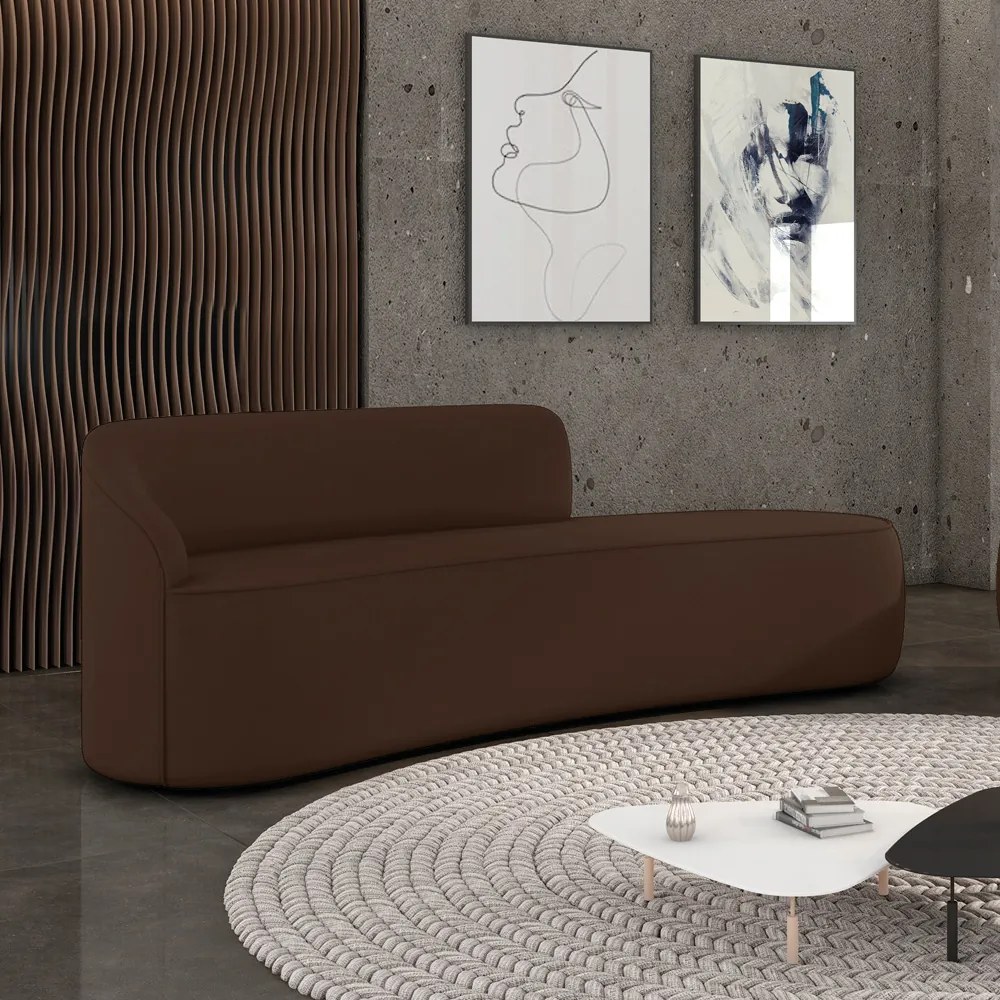 Sofá 4 Lugares Orgânico 220 cm Morgan Suede D03 - D'Rossi - Marrom