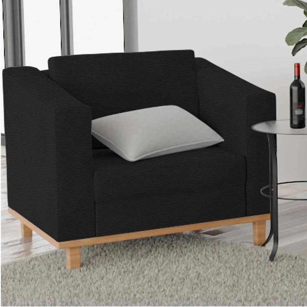 Kit Sofá 2 Lugares e 2 Poltronas Europa Corano Preto ADJ Decor