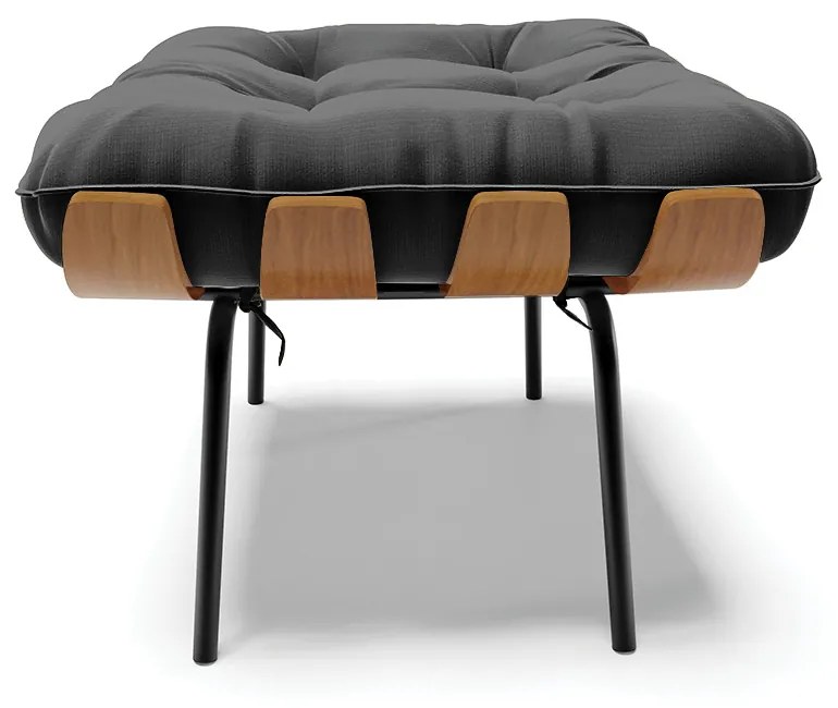 Puff Costela Suede Marrom Base Metálica Preto - D'Rossi