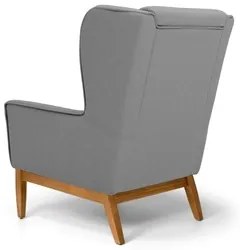 Poltrona Decorativa Base Manu Madeira Milena C-416 Cinza Escuro - Domi