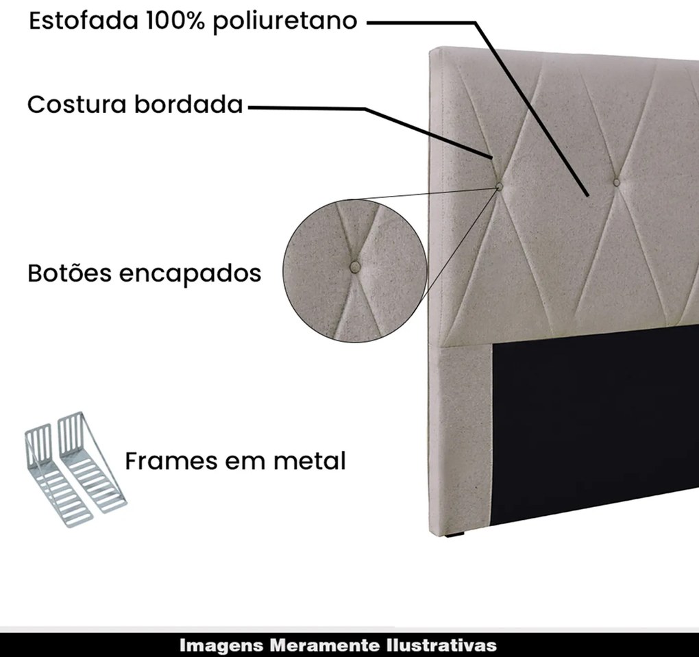Cabeceira Decorativa 1,40M Yves Linho Areia G63 - Gran Belo