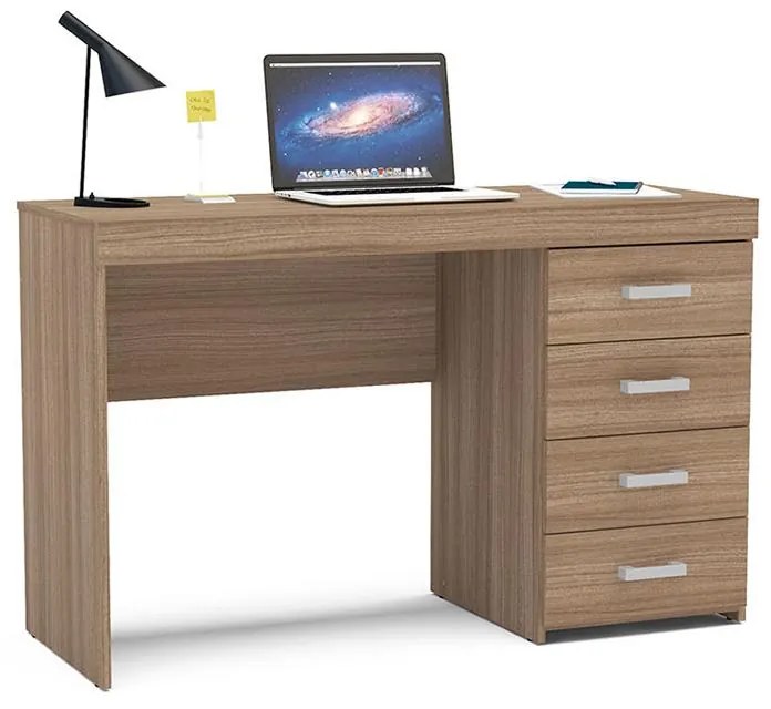 Mesa Escritório Computador Malta 1,20m 4 Gavetas - Castanho