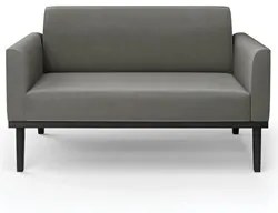 Sofá Namoradeira e 1 Poltrona Base Madeira Preto Maressa Suede Grafite