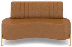 Sofá 2 Lugares 135cm Pés Aço Dourado Tamar Sintético Camel Z08 - Mpoze