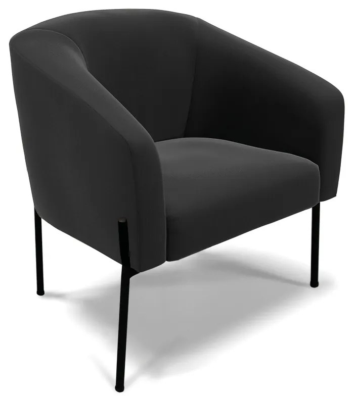 Namoradeira e 2 Poltronas Pé de Ferro Preto Stella Suede D03 - D'Rossi - Preto