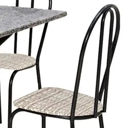Jogo de Mesa e 04 Cadeiras Thais com Tampo Granito Craquelada/Assento